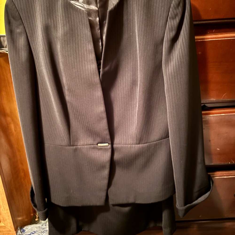 Liz Claiborne Black Suit Jacket Pinstripe Notched Lapel